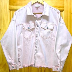Tribal Jeans light pink jean jacket with side lacing detail